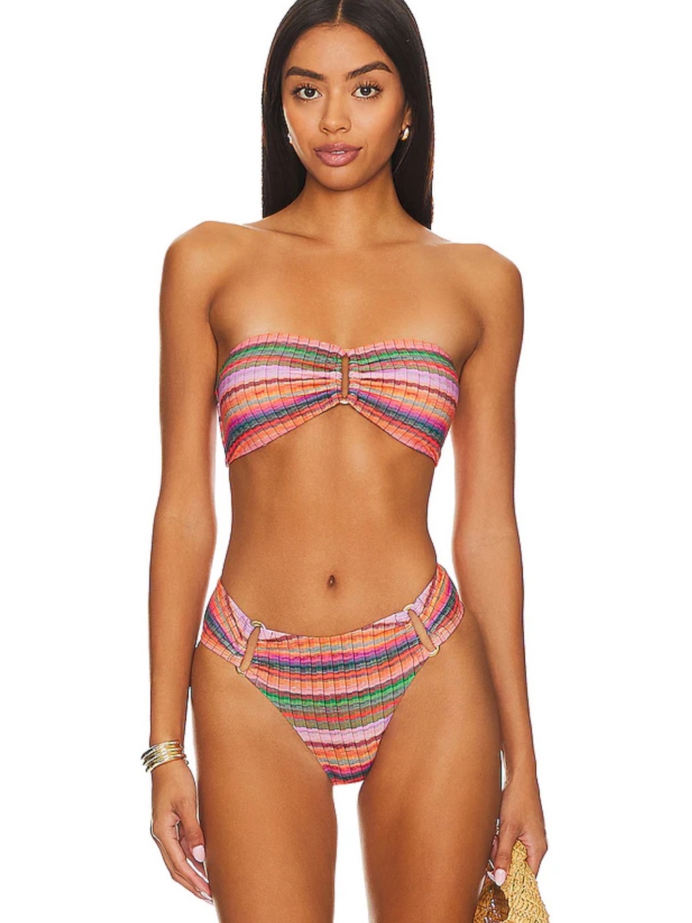 Detail Bandeau Bikini in Jetty Stripe